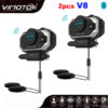 English 850mAh 2PCS Vimoto V8 Helmet Bluetooth Intercom Motorbike Stereo BT Headset Headphones For Mobile Phone GPS 2 Way Radios