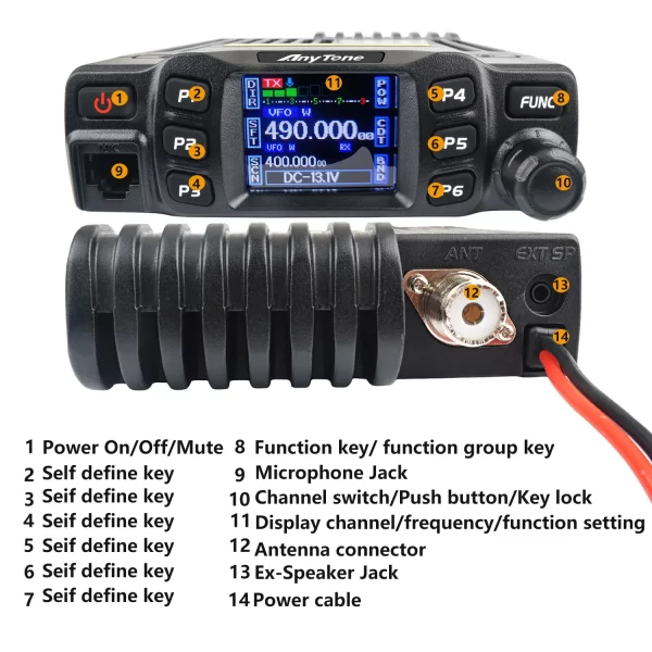 Anytone AT-778UVII GMRS VOX Dual Band 136-174MHz&400-490MHz 25Watt 200Channels 2m 70cm Amateur Analog Mobile Radio Color Screen - Image 4