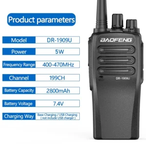 Baofeng DR-1909U DMR Digital Analog UHF Two way Radio 5W 2800mAh Battery IP67 Dust-proof Anti-fall