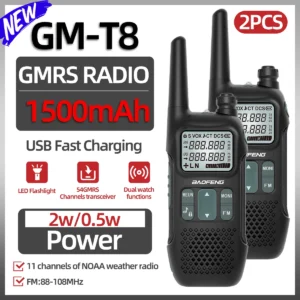 Baofeng GMRS GM-T8 NOAA Long Range Rechargable Handheld Radio USB Charger for Camping Trip