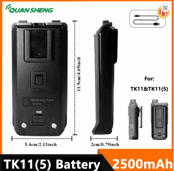 Replacement Batteries Quansheng TK11(5) Two way Radio Battery Back Clip