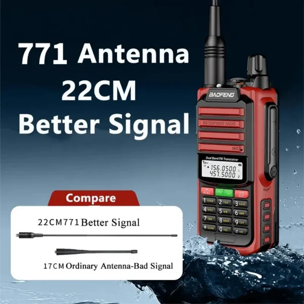 Baofeng Red UV-68 Pro Max V2 IP68 Waterproof Walkie Talkie 8800mah Battery Type C UHF VHF Dual Band 128 Channels UV-S22 UV-98 Pro Two Way Radios - Image 3