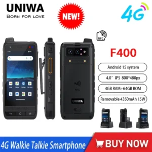 NEW Global UNIWA F400 4G Zello POC Walkie Talkie Smartphone 4" Android15 5.0MP 13MP 4GB+64GB 4350mAh 15W PTT Radio SOS NFC