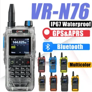 VR-N76 Walkie Talkie IP67 Waterproof Bluetooth Programming GPS APRS VHF/UHF SMS FM Type-C Charger Ham Two Way Radio For Hunting