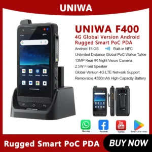 Uniwa F400 Smartphone 4-Inch Handheld Waterproof Walkie Talkie With Global Range Zello Walkie Talkie
