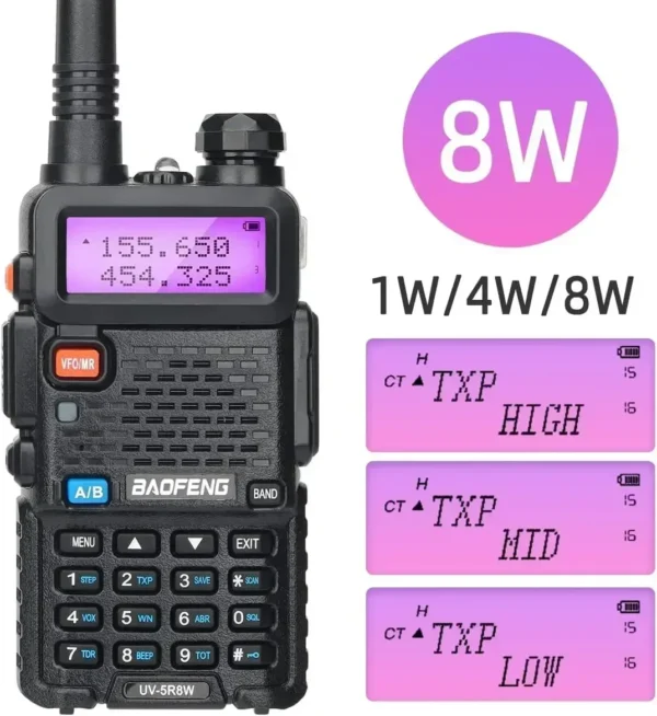 1/2PCS Baofeng UV-5R 8W Tri-Power Walkie Talkie High Power Dual Band Long Range 128 CH Portable Handheld UV 5R Ham Two Way Radio - Image 2