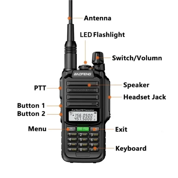 Baofeng Red UV-68 Pro Max V2 IP68 Waterproof Walkie Talkie 8800mah Battery Type C UHF VHF Dual Band 128 Channels UV-S22 UV-98 Pro Two Way Radios - Image 4