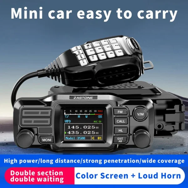 ZASTONE 25W Car Walkie Talkie dual-band Mini Car Radio Split mobile Radio VHF UHF Detachable Panel Transceiver Amateur Station Radio