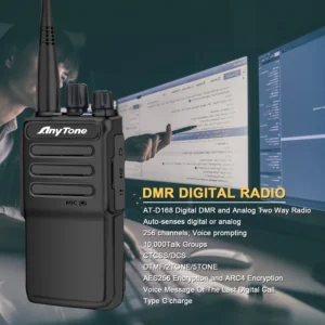Anytone AT-D168 Walkie Talkie UHF 400-480MHz 256Chs DTMF 2TONE 5TONE AES256 ARC4 Encryption Digital DMR Two Way Radio