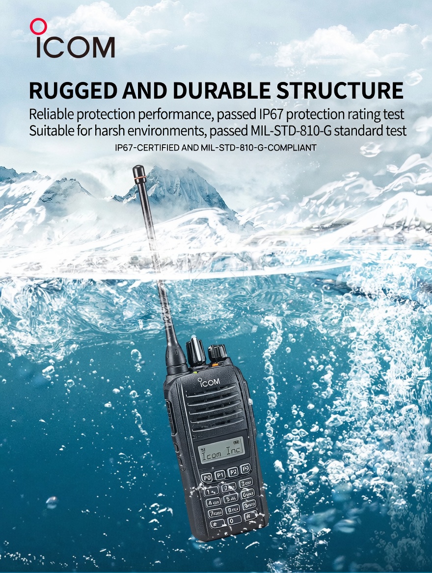 ICOM IC-F2000T UHF Portable Radio Compact Chassis with IP67 Waterproofing - Image 5