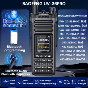 Off-Grid Legend Baofeng UV-36 PRO 10W Ham Radio Bluetooth Program Si4732 AM FM All Bands UV32 Upgrade Walkie Talkie