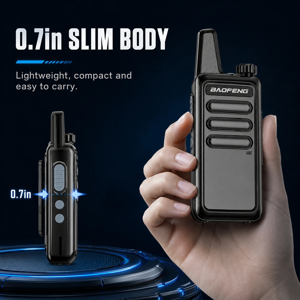Baofeng BF-R5 Mini Portable Slim Handheld Radio 5W Long Range Two-Way Transceiver USB Rechargeable with VOX - Image 4