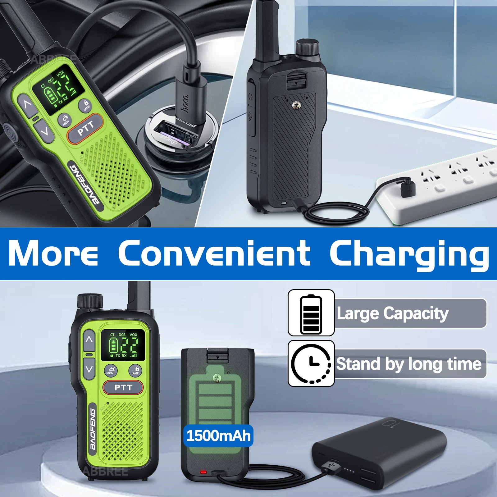 Baofeng BF-T18 Portable FRS/PMR 2-Way Radio Set (2-Piece), Easy-to-Use Mini Walkie Talkie for Family Travel - Image 3