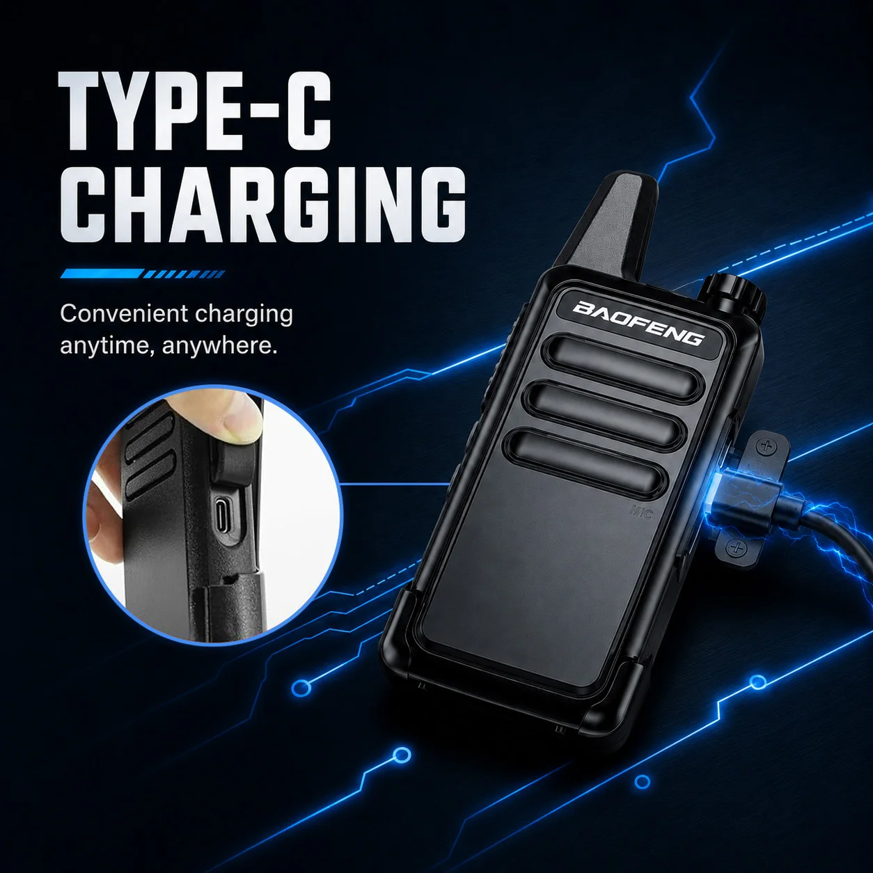 Baofeng BF-R5 Mini Portable Slim Handheld Radio 5W Long Range Two-Way Transceiver USB Rechargeable with VOX - Image 3